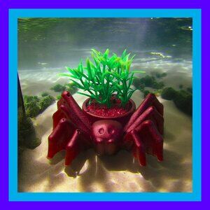 Aquarium Decoration  Creepy Spider with Colorful Plant.